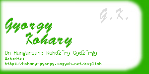 gyorgy kohary business card